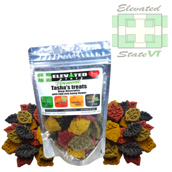 Elevated state Vermont Tasha’s treats CBD dog biscuits