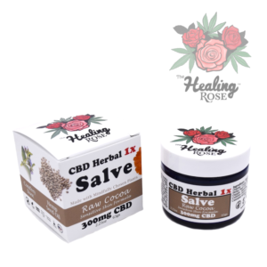 Healing rose CBD sensitive skin salve with cocoa butter and 300 milligrams CBD